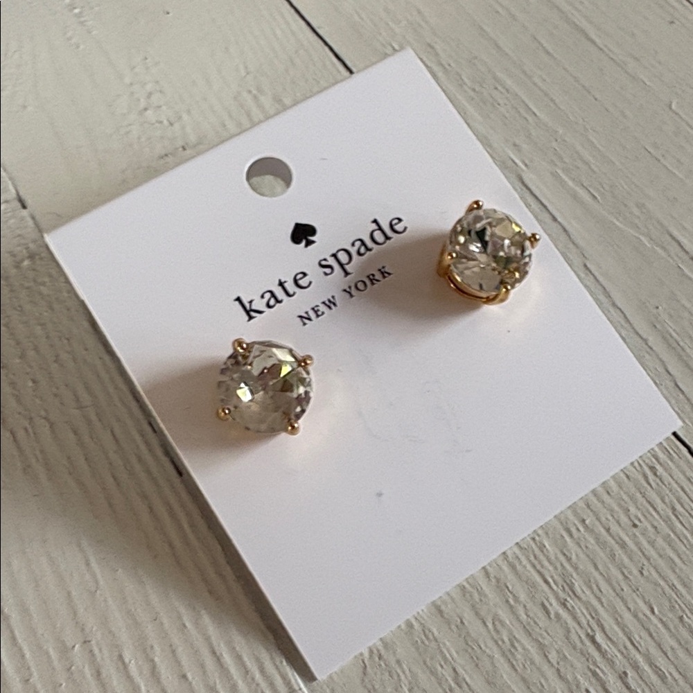 Kate Spade Gold Diamond Stud gumdrop earrings NWT - Picture 4 of 4